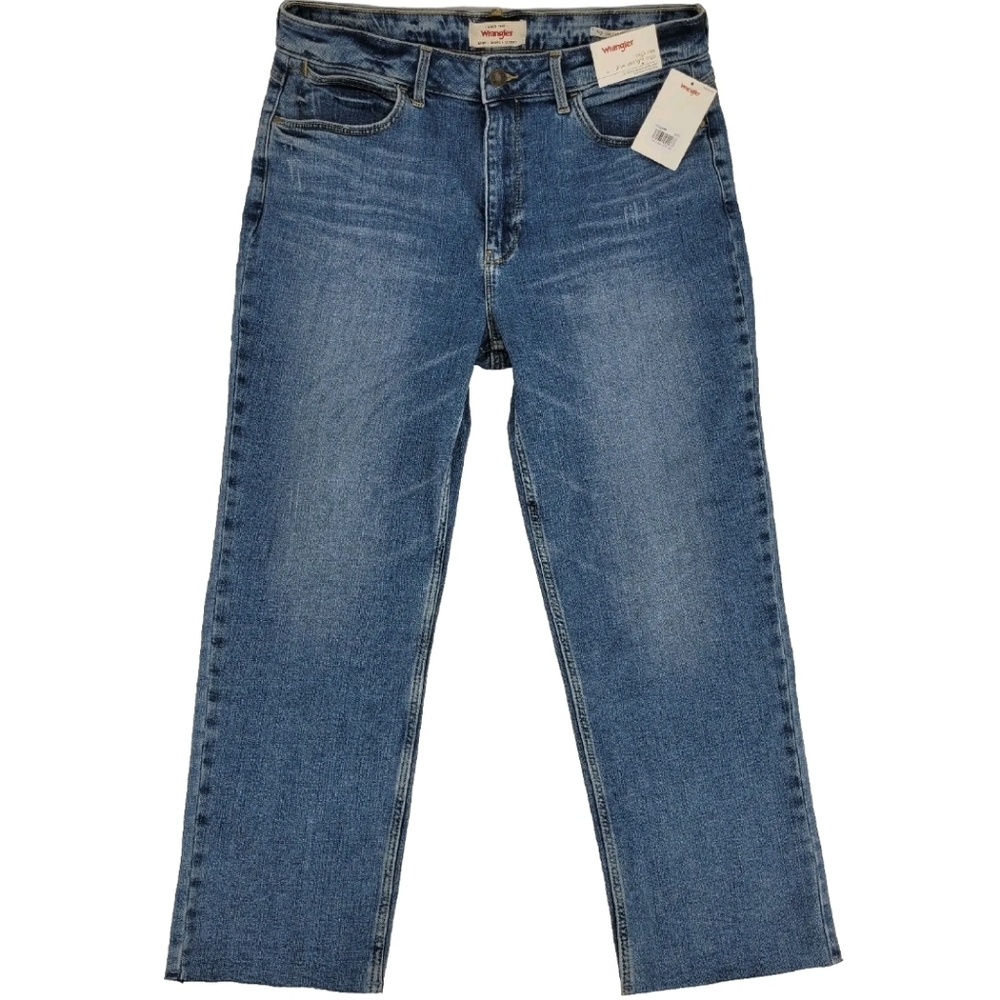 Wrangler Jeans Womens Size 12 High Rise True Straight Crop Stretch Denim NEW